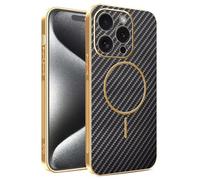 YUECXIN Funda Magnética para Motorola Moto G87 5G con MagSafe, Cubierta Textura Fibra de Carbono Moda Duradero, Carcasa Ultradelgado Antigolpes Suave TPU Silicona. Negro