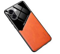 YUECXIN Funda Magnética para OPPO A6X 4G / 5G Compatible con Magsafe, Cáscara Protección Lente de Cámara, Estuche Fina Lujo Cuero PU + Silicona TPU Antigolpes. Naranja