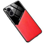YUECXIN Funda Magnética para OPPO A6X 4G / 5G Compatible con Magsafe, Cáscara Protección Lente de Cámara, Estuche Fina Lujo Cuero PU + Silicona TPU Antigolpes. Rojo