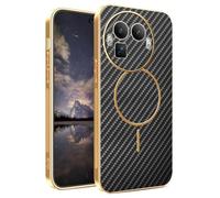 YUECXIN Funda Magnética para Realme GT8 Pro con MagSafe, Cubierta Textura Fibra de Carbono Moda Duradero, Carcasa Ultradelgado Antigolpes Suave TPU Silicona. Negro