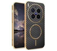 YUECXIN Funda Magnética para Vivo X300 Pro con MagSafe, Cubierta Textura Fibra de Carbono Moda Duradero, Carcasa Ultradelgado Antigolpes Suave TPU Silicona. Negro