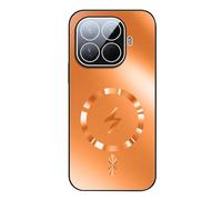 YUECXIN Funda Magnética para Xiaomi 15T Pro 5G, Carcasa Resistente Antigolpes con Protección de Lente, Cubierta Trasera Mate Antihuellas para Soporte Coche, Naranja