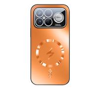 YUECXIN Funda Magnética para Xiaomi Poco F8 Ultra 5G, Carcasa Resistente Antigolpes con Protección de Lente, Cubierta Trasera Mate Antihuellas para Soporte Coche, Naranja