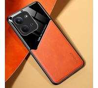 YUECXIN Funda Magnética para Xiaomi Redmi 15C 5G/15C 4G/Poco C85 Compatible con Magsafe, Cáscara Protección Lente de Cámara, Estuche Fina Lujo Cuero PU + Silicona TPU Antigolpes. Naranja