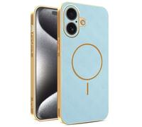 YUECXIN Funda Magnético para Motorola Signature 5G/X70 Air Pro 5G con Carga Inalámbrica, Cubierta Único Textura Cuero, Ultra Delgado Antigolpes Silicona Electrochapada Carcasa, Azul