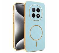 YUECXIN Funda Magnético para OPPO A5 Pro 5G/4G con Carga Inalámbrica, Cubierta Único Textura Cuero, Ultra Delgado Antigolpes Silicona Electrochapada Carcasa, Azul