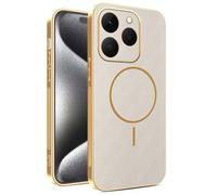YUECXIN Funda Magnético para Realme 15T con Carga Inalámbrica, Cubierta Único Textura Cuero, Ultra Delgado Antigolpes Silicona Electrochapada Carcasa, Caqui