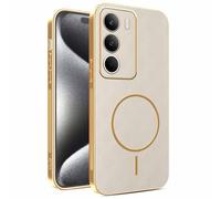 YUECXIN Funda Magnético para Realme C71 5G/4G/Realme C73/Realme P3 Lite 4G con Carga Inalámbrica, Cubierta Único Textura Cuero, Ultra Delgado Antigolpes Silicona Electrochapada Carcasa, Caqui