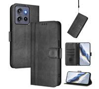 YUECXIN Funda para Motorola Edge 50 Neo/Edge 60 Neo/ThinkPhone 25, Carcasa de Cuero PU+TPU Libro con Ranura para Tarjeta, Cierre Magnético, Soporte Plegable, Caso Protectora Antigolpes.Negro