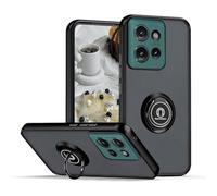 YUECXIN Funda para Motorola Edge 50 Neo/Edge 60 Neo/ThinkPhone 25 Caso, Porta Anillos Metálico, Ultradelgado Mate Duro PC Atrás Carcasa, Suave TPU Silicona Antigolpes Durable Cubierta, Negro Rojo