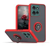 YUECXIN Funda para Motorola Edge 50 Neo/Edge 60 Neo/ThinkPhone 25 Caso, Porta Anillos Metálico, Ultradelgado Mate Duro PC Atrás Carcasa, Suave TPU Silicona Antigolpes Durable Cubierta, Rojo