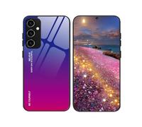 YUECXIN Funda para Motorola Edge 50 Neo/Edge 60 Neo/ThinkPhone 25, Ultradelgado Color Degradado Vidrio Templado Parte Trasera de Carcasa & Suave TPU Silicona Estuche, Antigolpes Cubierta, Azul Rojo