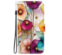 YUECXIN Funda para OPPO A5M / OPPO A5 5G/4G, Cubierta Tipo Cartera de Cuero PU con Ranuras para Tarjetas y Soporte, Carcasa Protectora Antigolpes para Mujer, Flores de Colores