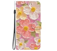 YUECXIN Funda para OPPO A5M / OPPO A5 5G/4G, Cubierta Tipo Cartera de Cuero PU con Ranuras para Tarjetas y Soporte, Carcasa Protectora Antigolpes para Mujer, Flores Rosas