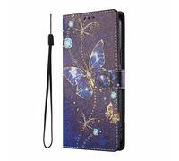 YUECXIN Funda para OPPO A5M / OPPO A5 5G/4G, Elegante Carcasa Libro Billetera de Cuero PU con Tarjetero y Soporte, Cubierta Antigolpes con Estampado Chic para Mujer, Mariposa Azul