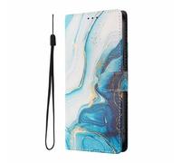 YUECXIN Funda para OPPO A5M / OPPO A5 5G/4G, Elegante Carcasa Libro Billetera de Cuero PU con Tarjetero y Soporte, Cubierta Antigolpes con Estampado Chic para Mujer, Mármol Azul