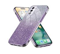 YUECXIN Funda para OPPO A5M/OPPO A5, Transparente Carcasa Brillante de Silicona TPU Airbag Anti-Choque, Cubierta Tarjeta con Glitter, Morado Degradado