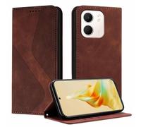 YUECXIN Funda para OPPO A5X 5G/4G, Cubierta de Cuero PU con [Ranuras para Tarjetas] [Soporte Plegable] [Cierre Magnético] Carcasa Cartera Flip Case Antigolpes, Marrón
