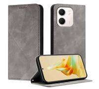 YUECXIN Funda para OPPO A5X 5G/4G, Cubierta de Cuero PU con [Ranuras para Tarjetas] [Soporte Plegable] [Cierre Magnético] Carcasa Cartera Flip Case Antigolpes, Gris