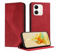 YUECXIN Funda para OPPO A5X 5G/4G, Cubierta de Cuero PU con [Ranuras para Tarjetas] [Soporte Plegable] [Cierre Magnético] Carcasa Cartera Flip Case Antigolpes, Rojo