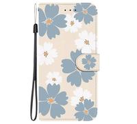 YUECXIN Funda para OPPO A5X 5G/4G, Cubierta Tipo Cartera de Cuero PU con Ranuras para Tarjetas y Soporte, Carcasa Protectora Antigolpes para Mujer, Margaritas Azules