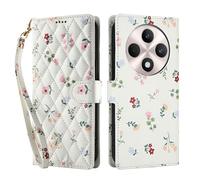 YUECXIN Funda para OPPO Reno 12F 4G/OPPO Reno 12 FS 5G/Reno12 F 5G, Carcasa Tipo Billetera Cuero PU Premium, Estuche para Mujer con Estampado Floral Moda, Cubierta a Antigolpes con Soporte. A1
