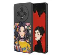 YUECXIN Funda para Oppo Reno 12F 4G/Oppo Reno 12 FS 5G (Reno12 F 5G), [Moda Exquisito Patrón][Carcasa de Silicona Líquida][Interior de Microfibra] Ultradelgado Suave Antigolpes TPU Cubierta.Chica Cool