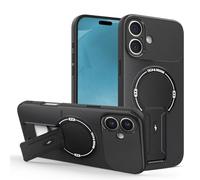 YUECXIN Funda para OPPO Reno 14 FS (OPPO Reno 14F 5G/4G), Suave Mate Antigolpes Cubierta 360° Magnético Anillo Fibra de Carbono Carcasa con Soporte Giratorio Oculto, Negro