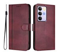 YUECXIN Funda para Realme C100 5G, Carcasa de Cuero PU+TPU Libro con Ranura para Tarjeta, Cierre Magnético, Soporte Plegable, Caso Protectora Antigolpes.Vino Tinto