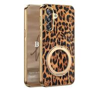 YUECXIN Funda para Samsung Galaxy A26 5G con Soporte, Moda Cubierta con Estampado de Leopardo y Guepardo, Ultradelgado Antigolpes Suave TPU Caso Case para Niña. Leopardo