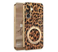 YUECXIN Funda para Samsung Galaxy A27 5G con Soporte, Moda Cubierta con Estampado de Leopardo y Guepardo, Ultradelgado Antigolpes Suave TPU Caso Case para Niña. Leopardo