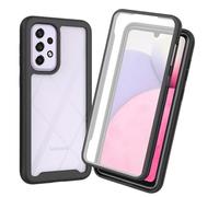 YUECXIN Funda para Samsung Galaxy A52/Samsung Galaxy A52s 5G con Protector de Pantalla Integrado, Caso Transparente de Silicona Integral de 360°, Carcasa Antigolpes Cuerpo Completo. Negro