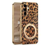 YUECXIN Funda para Samsung Galaxy A56 5G con Soporte, Moda Cubierta con Estampado de Leopardo y Guepardo, Ultradelgado Antigolpes Suave TPU Caso Case para Niña. Leopardo