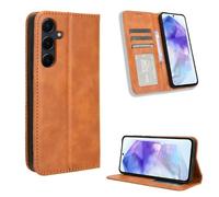 YUECXIN Funda para Samsung Galaxy M35 5G, PU Cuero Flip Carcasa de Tapa Libro, Antigolpes Case Cover con Cierre Magnético, Wallet Tarjetero y Soporte Plegable, Marrón