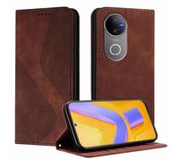 YUECXIN Funda para Vivo V50 5G / Vivo V50e 5G, Cubierta de Cuero PU con [Ranuras para Tarjetas] [Soporte Plegable] [Cierre Magnético] Carcasa Cartera Flip Case Antigolpes, Marrón