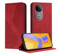 YUECXIN Funda para Vivo V50 5G / Vivo V50e 5G, Cubierta de Cuero PU con [Ranuras para Tarjetas] [Soporte Plegable] [Cierre Magnético] Carcasa Cartera Flip Case Antigolpes, Rojo