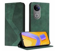 YUECXIN Funda para Vivo V50 5G / Vivo V50e 5G, Cubierta de Cuero PU con [Ranuras para Tarjetas] [Soporte Plegable] [Cierre Magnético] Carcasa Cartera Flip Case Antigolpes, Verde