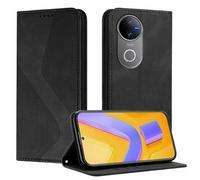 YUECXIN Funda para Vivo V50 5G / Vivo V50e 5G, Cubierta de Cuero PU con [Ranuras para Tarjetas] [Soporte Plegable] [Cierre Magnético] Carcasa Cartera Flip Case Antigolpes, Negro