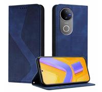 YUECXIN Funda para Vivo V50 5G / Vivo V50e 5G, Cubierta de Cuero PU con [Ranuras para Tarjetas] [Soporte Plegable] [Cierre Magnético] Carcasa Cartera Flip Case Antigolpes, Azul