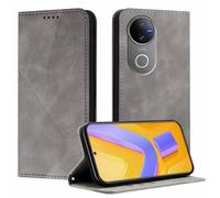 YUECXIN Funda para Vivo V50 5G / Vivo V50e 5G, Cubierta de Cuero PU con [Ranuras para Tarjetas] [Soporte Plegable] [Cierre Magnético] Carcasa Cartera Flip Case Antigolpes, Gris
