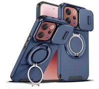 YUECXIN Funda para Vivo V70 5G / Vivo V70 Elite, Carcasa Textura Mate Cubierta Antigolpes Militar 360° con Tapa Deslizante para Cámara y Soporte de Anillo Magnético, Azul