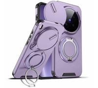 YUECXIN Funda para Vivo X300 5G, Carcasa Textura Mate Cubierta Antigolpes Militar 360° con Tapa Deslizante para Cámara y Soporte de Anillo Magnético, Morado