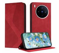 YUECXIN Funda para Vivo X300 5G, Cubierta de Cuero PU con [Ranuras para Tarjetas] [Soporte Plegable] [Cierre Magnético] Carcasa Cartera Flip Case Antigolpes, Rojo