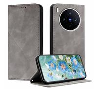 YUECXIN Funda para Vivo X300 5G, Cubierta de Cuero PU con [Ranuras para Tarjetas] [Soporte Plegable] [Cierre Magnético] Carcasa Cartera Flip Case Antigolpes, Gris