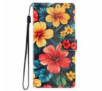 YUECXIN Funda para Vivo X300 5G, Elegante Carcasa Libro Billetera de Cuero PU con Tarjetero y Soporte, Cubierta Antigolpes con Estampado Chic para Mujer, Flor de Hibisco