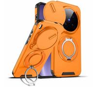 YUECXIN Funda para Vivo X300 Pro 5G, Carcasa Textura Mate Cubierta Antigolpes Militar 360° con Tapa Deslizante para Cámara y Soporte de Anillo Magnético, Amarillo