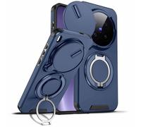 YUECXIN Funda para Vivo X300 Pro 5G, Carcasa Textura Mate Cubierta Antigolpes Militar 360° con Tapa Deslizante para Cámara y Soporte de Anillo Magnético, Azul