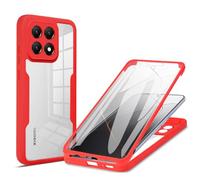 YUECXIN Funda para Xiaomi 15T, Carcasa Antigolpes de 360 Grados con Protector de Pantalla Integrado, Cubierta de Material de Doble Capa Case Caso, Rojo