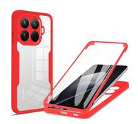 YUECXIN Funda para Xiaomi 15T Pro, Carcasa Antigolpes de 360 Grados con Protector de Pantalla Integrado, Cubierta de Material de Doble Capa Case Caso, Rojo