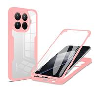 YUECXIN Funda para Xiaomi 15T Pro, Carcasa Antigolpes de 360 Grados con Protector de Pantalla Integrado, Cubierta de Material de Doble Capa Case Caso, Rosa